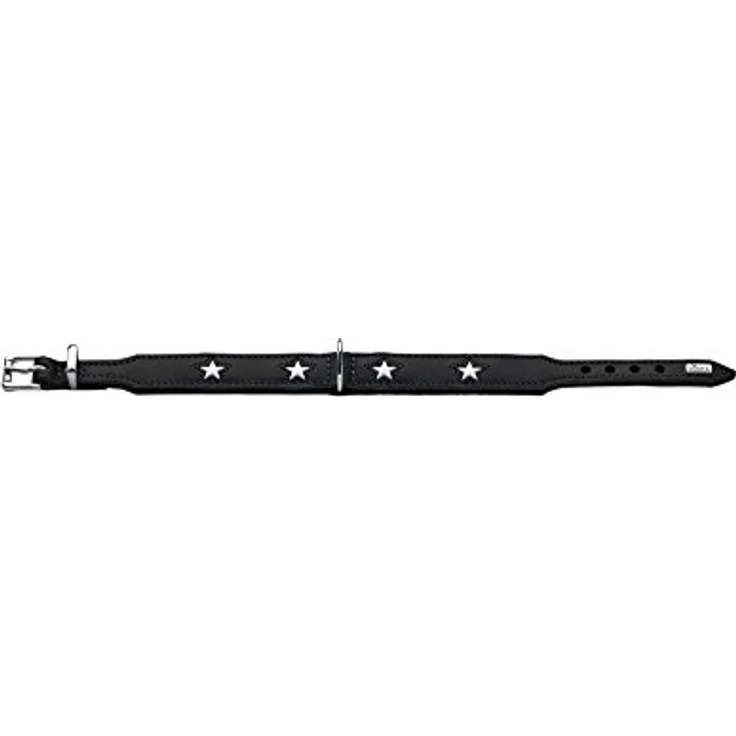 HUNTER MAGIC STAR Hundehalsband, mit Sternen, Leder, weich, 50 (S-M), schwarz – Bild 2