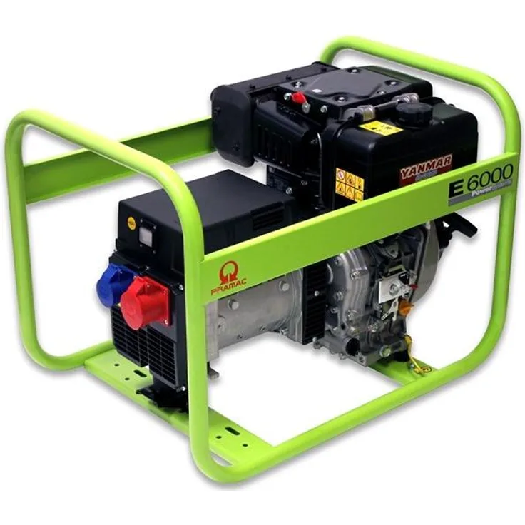 Pramac Diesel Stromerzeuger E 6000, Notstromaggregat mit 230V/400V Anschluss, kompakt und leicht transportierbar