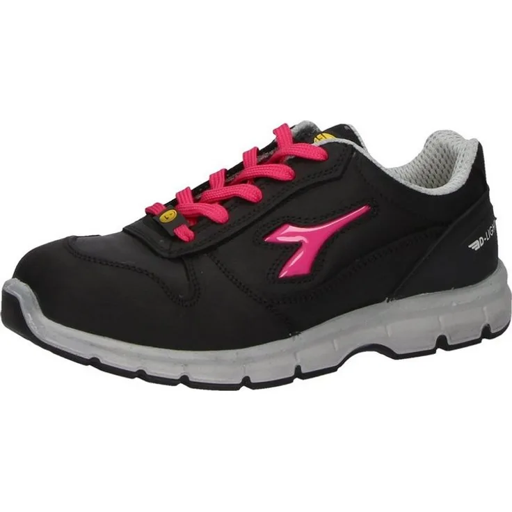 Utility Diadora Run II, Arbeitsschuh mit Stahlkappe, wasserabweisendem Nubukleder und Durchtritthemmung, schwarz