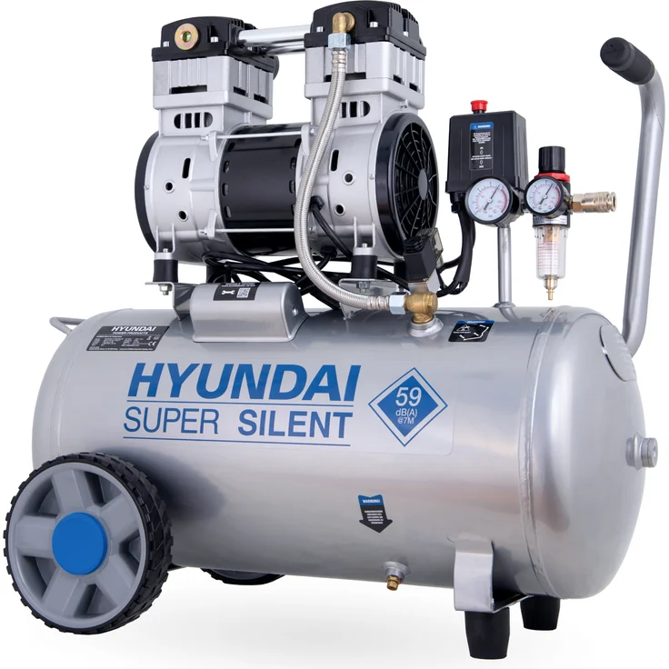 HYUNDAI Silent Kompressor SAC55753 (8 bar, 50L, ÖLFREI, 59 dB, 1.5 kW / 2.0 PS) – Bild 1