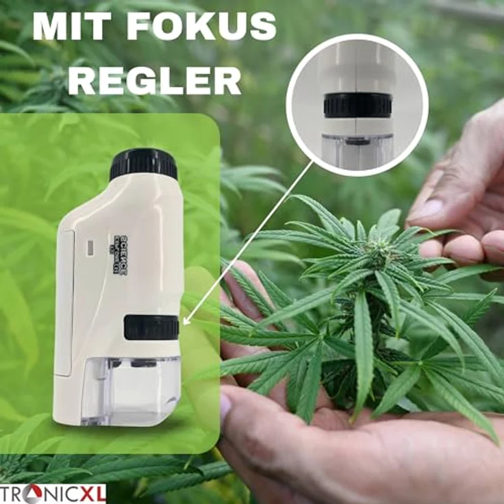 TronicXL Gartenschere Grow Ernte Set Mikroskop mit LED Ernteschere Akkus | 60-120x Vergrößerung, kompaktes Design, LED, wiederverwendbar | Grün – Bild 4