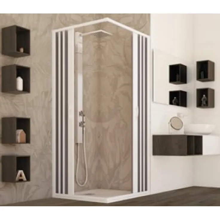 Forte Eckdusche Bari, Kunststoff, extra großer Einstieg, im Faltsystem