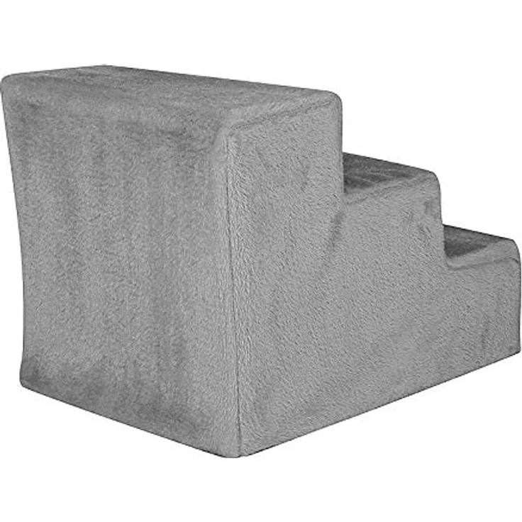 lionto Haustiertreppe Katzentreppe Hundetreppe mit Plüschbezug 46x36x34 cm, hellgrau – Bild 4