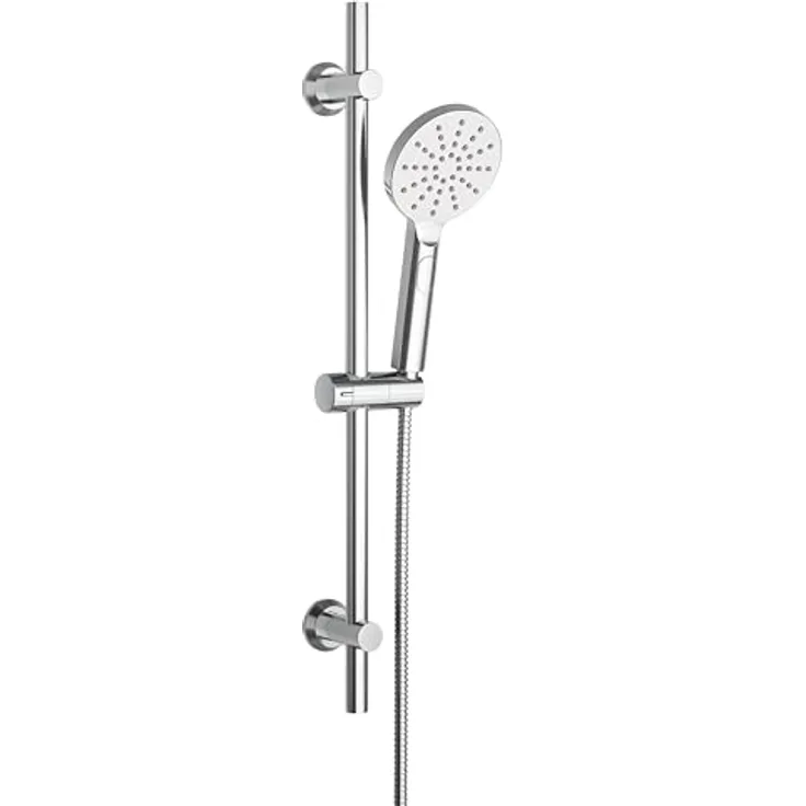 Görbach Duschstange mit Handbrause, Edelstahl Brausestange 70 cm, dreifacher Strahlartenwahl, Chrom