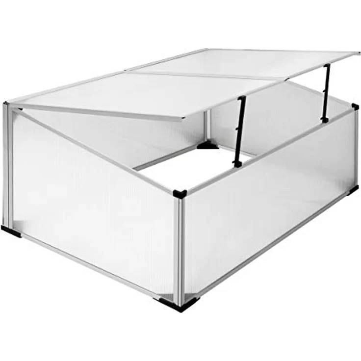 ECD Germany Alu Frühbeet Gewächshaus mit Zweiteiliges Dach, 100x60x40 cm, 0,6m² Fläche, aus transparentem Polycarbonat, witterungsbeständig, Treibhaus Frühbeetkasten Tomatenhaus Pflanzenhaus – Bild 3