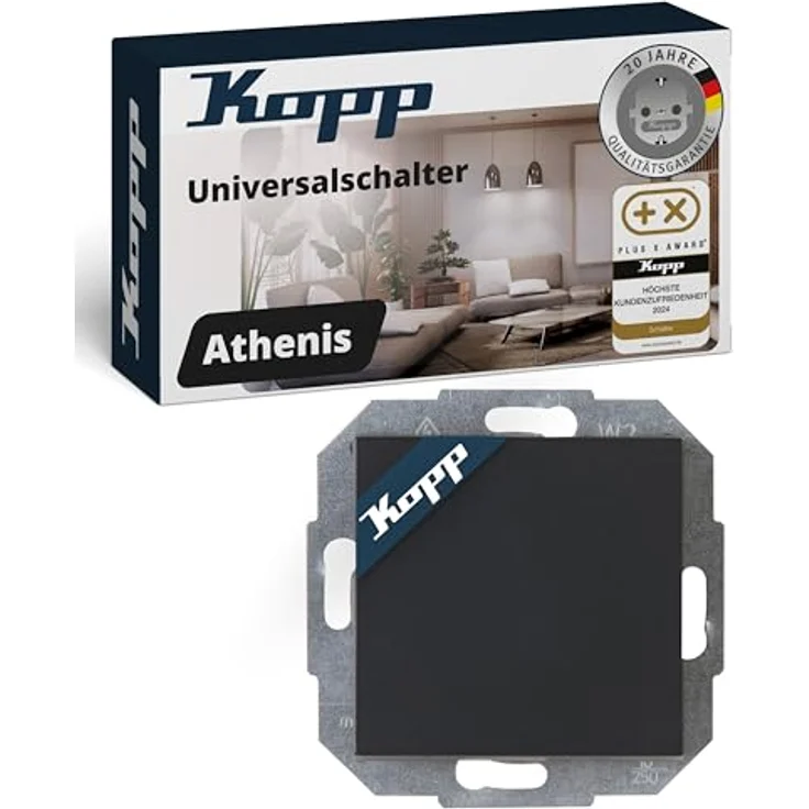 Kopp Abdeckrahmen 587615084, anthrazit, Unterputzinstallation für Wechselschalter, mit 1 Betätigungswippe aus Edelstahl – Bild 1