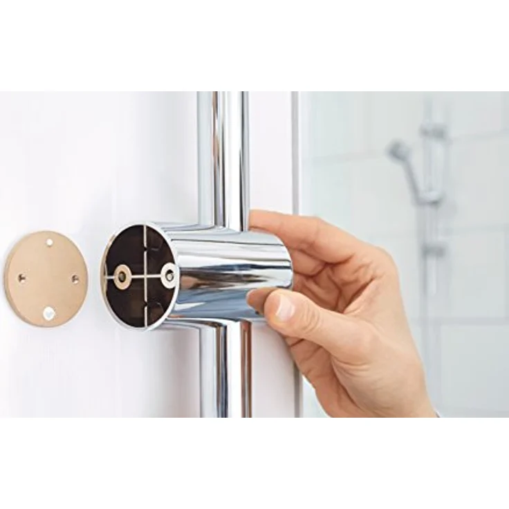 tesa SPAA Duschgarnitur (Stange, Schlauch, Kopf), verchromt, garantiert rostfrei, inkl. Klebelösung, 90cm – Bild 4