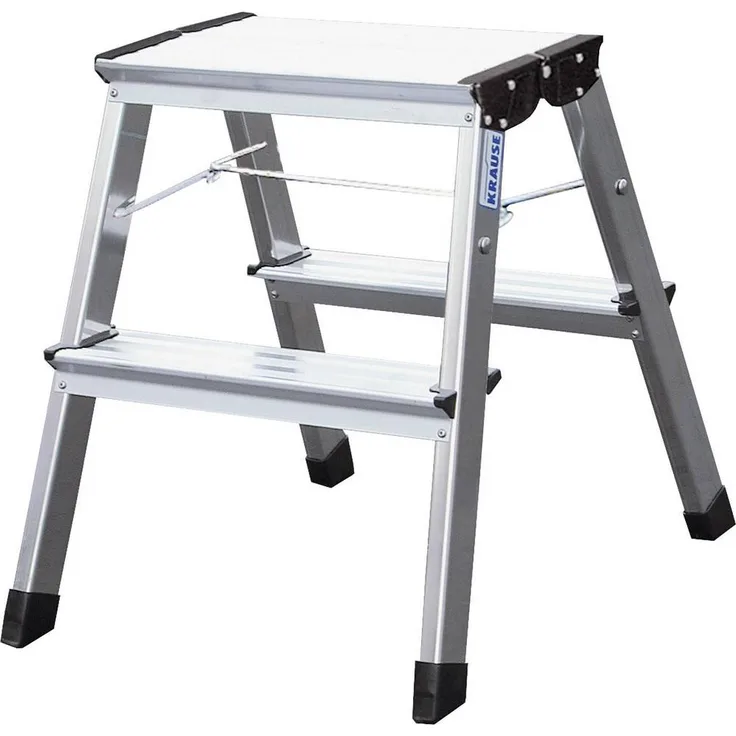 Krause MONTO Treppy 130013CO, Aluminium Montagetritt klappbar mit max. Arbeitshöhe 2,45m, leicht und stabil, Silber, 2kg