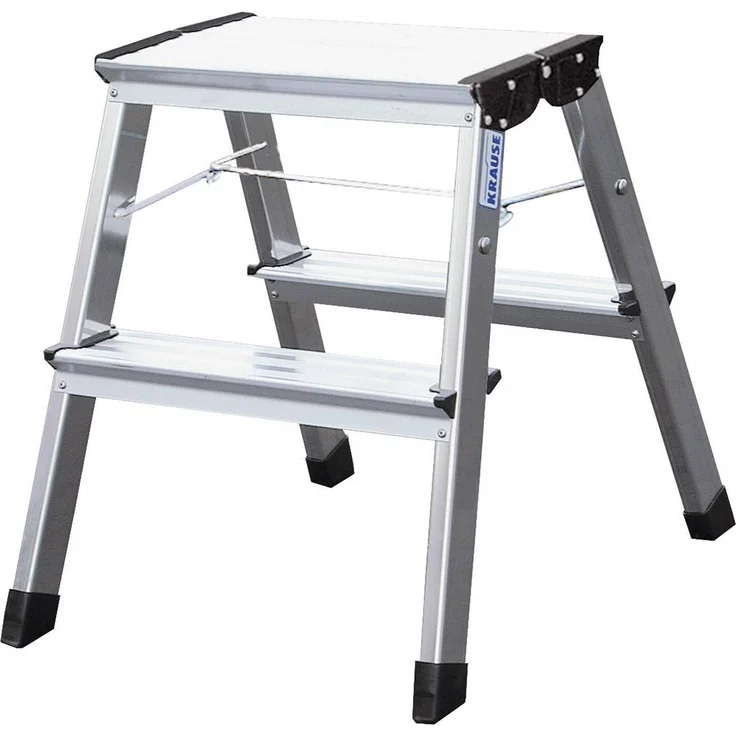 Krause MONTO Treppy 130013CO, Aluminium Montagetritt klappbar mit max. Arbeitshöhe 2,45m, leicht und stabil, Silber, 2kg