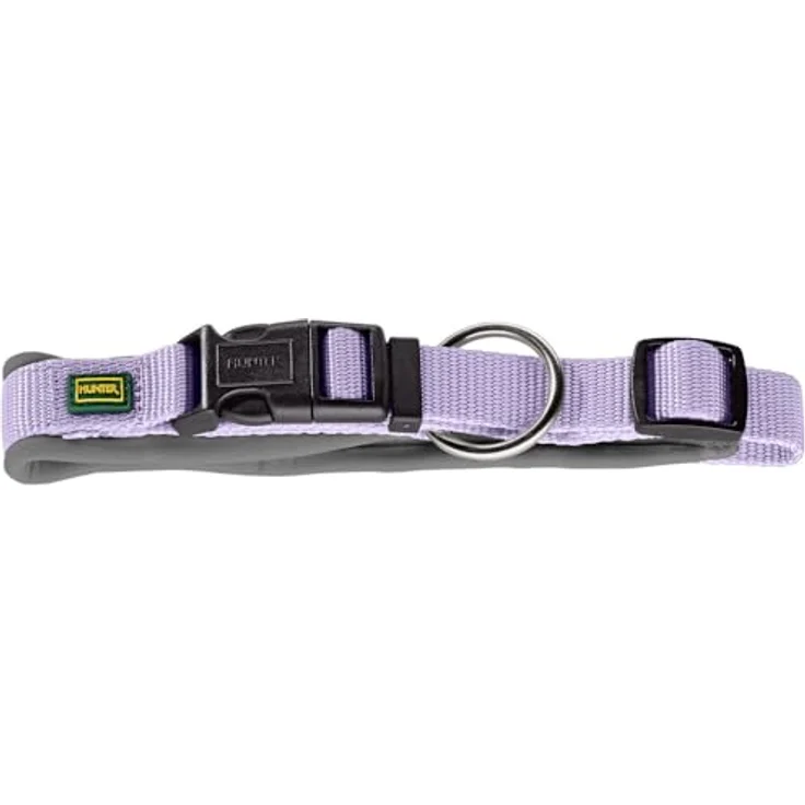 HUNTER Hundehalsung NEOPREN Vario Plus, strapazierfähiges Nylon, weiche Neoprenpolsterung, stufenlos verstellbar, mit Zugentlastung, pflegeleicht, komfortabel, Größe M-2,0, in Lavendel-grau – Bild 1