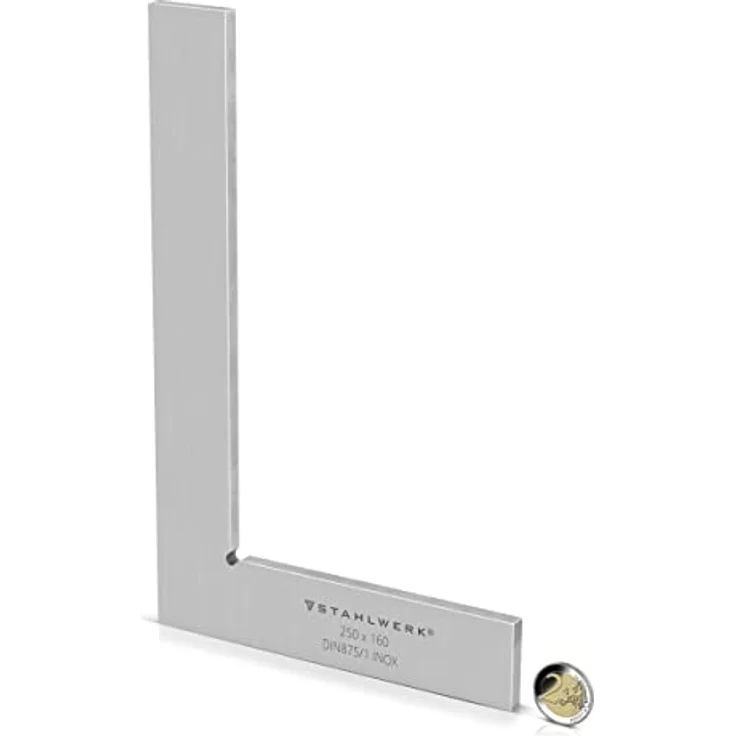 Stahlwerk Flachwinkel 90°, Edelstahl Winkelmesser 250 x 160 mm nach DIN 875/1, präzise und robust  – Bild 6