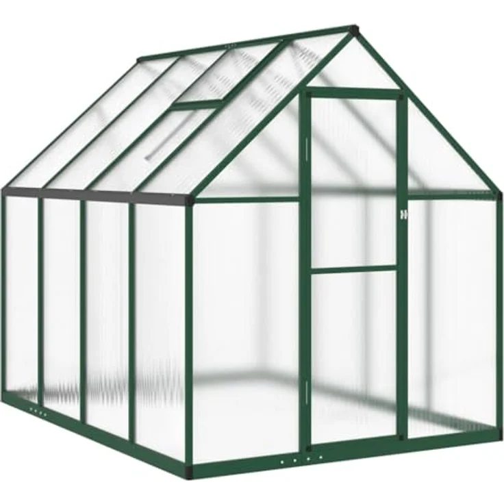 vidaXL Gewächshaus mit Fundamentrahmen Grün 224x169x195 cm Aluminimum, UV-beständige Platten und begehbare Anbaufläche – Bild 1