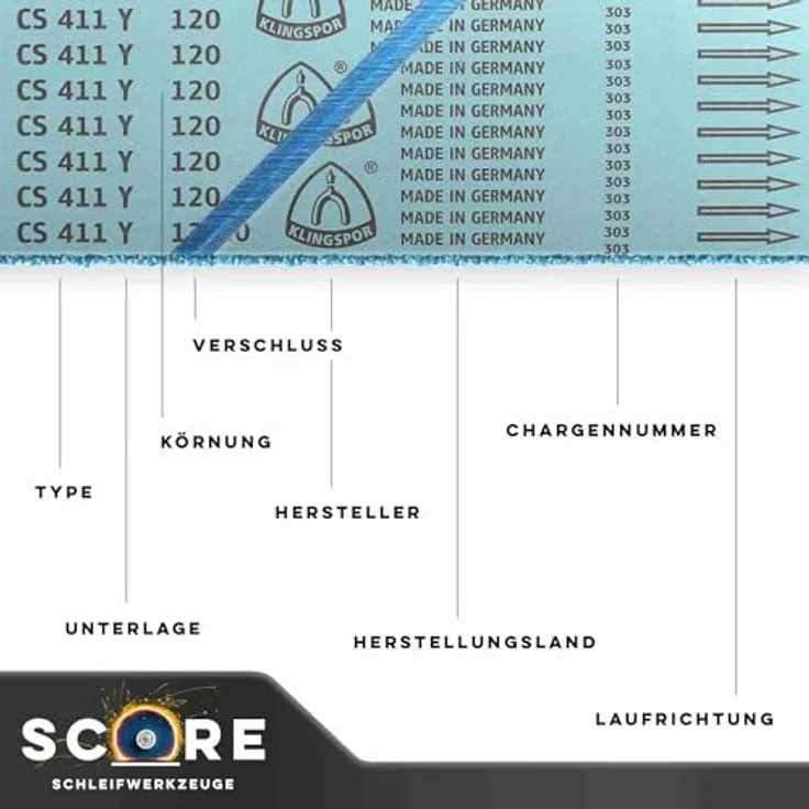 Klingspor Schleifband CS411Y Zirkonkorund, 10 x 330 mm, Körnung P40, wasserfest, hochreißfeste Gewebeunterlage, 10 Stück für Metall und Hartholz – Bild 2