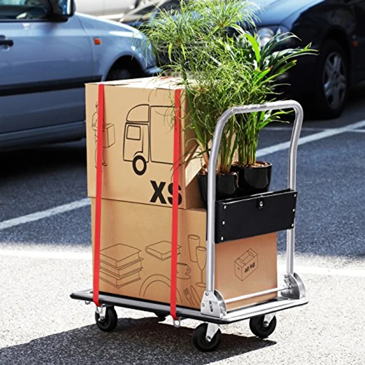 Meister Plattformwagen - Klappbar - Bis 150 kg Tragkraft - Feststellbremse - Transporthilfe mit Lenkrollen - Paketwagen mit Antirutsch-Beschichtung - Klappwagen aus Stahl - 8985530 – Bild 6