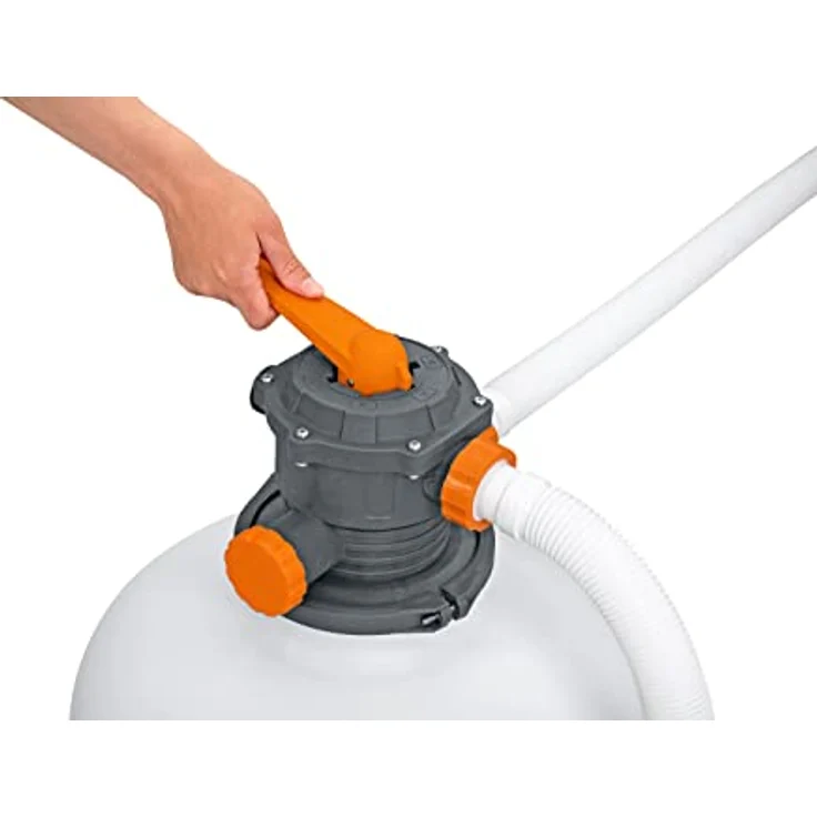 Bestway Flowclear Sandfilteranlage, 11.355 l/h Umwälzleistung, geeignet für Pools bis 64.000 l, rostfreier Tank, integrierte Zeitschaltuhr – Bild 10