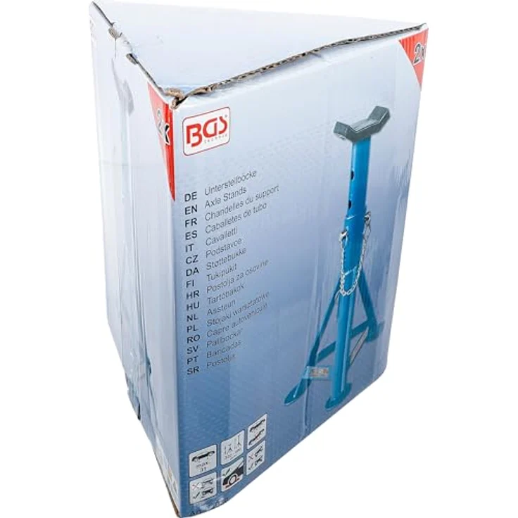 BGS Unterstellböcke, Traglast 3000 kg, höhenverstellbar 335 - 500 mm, paarweise Nutzung, mit ölbeständigem Gummiadapter – Bild 5