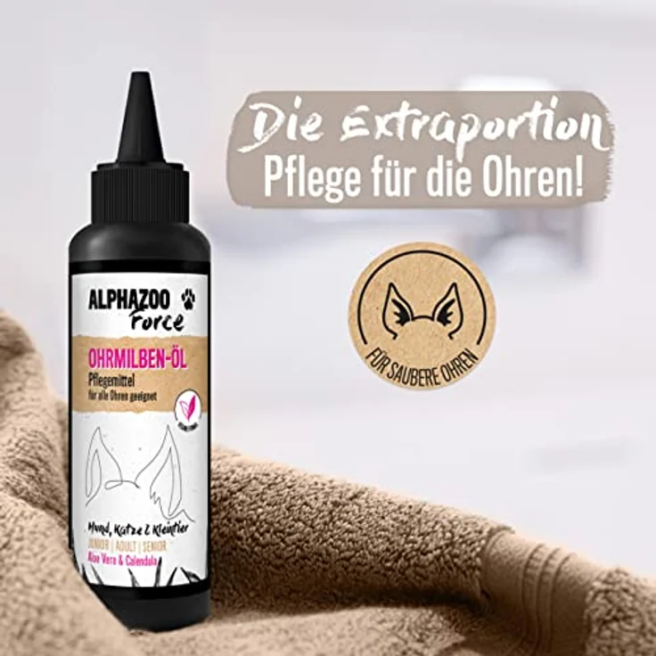 alphazoo Anti Ohrenmilben Öl für Hunde & Katzen 100 ml I Sofortwirkung I Ohrentropfen gegen Milben im Ohr & Ohrräude I Sanfte, natürliche Ohrenpflege – Bild 5