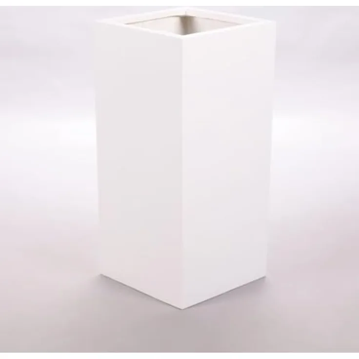 Elegant Einrichten Pflanzkübel Fiberglas Säule 30x30x60cm, Perlmutt-Weiß, UV-beständig & frostsicher