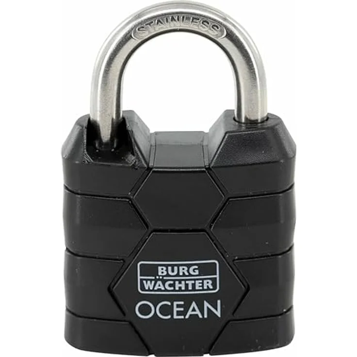Magni Vorhängeschloss 490 Ni 30 Yacht, seewasserfestes Messing-Vorhangschloss mit 4,8 mm Bügelstärke, schwarz – Bild 2