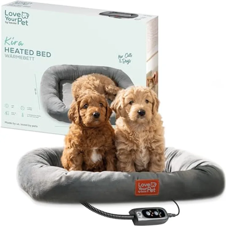Beurer Love Your Pet Wärmebett Kira, elektrisch beheiztes Hundebett mit Timer, waschbar bei 30°C, kratzfest und wasserdicht, 58 x 50 cm