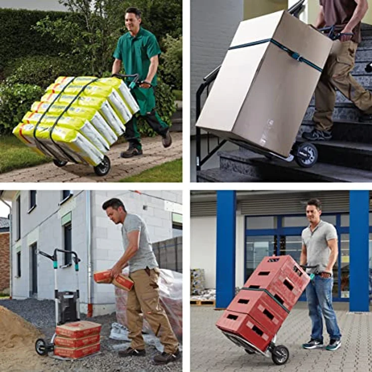 wolfcraft TS 1500 Transportsystem 5525000 | Stabile Sackkarre für schwere Lasten bis 200 kg | Klappbarer Profi Handkarren für Außengelände & Treppen - Preisvergleich – Bild 6
