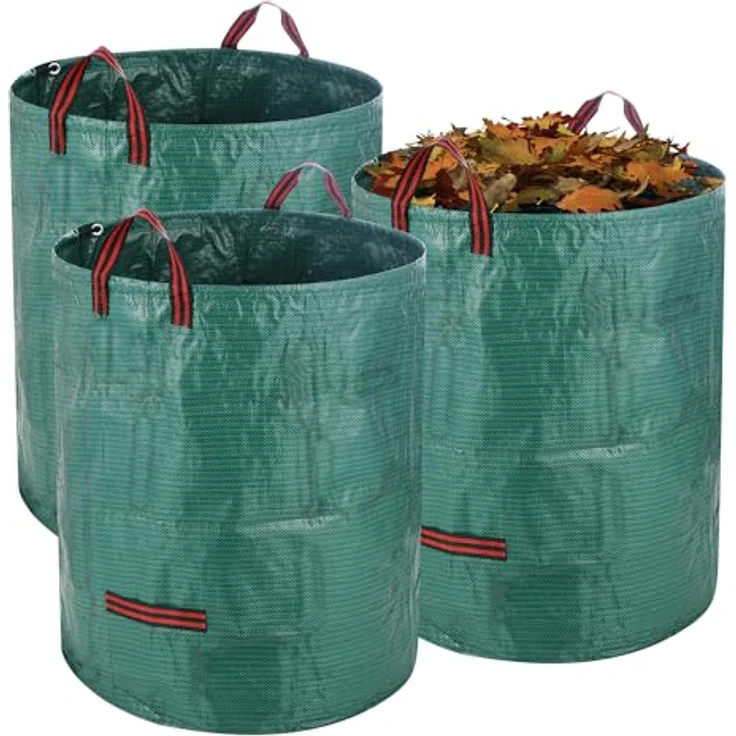HAOYULUO 3X 272L Gartenabfallsack, faltbare und robuste Gartensäcke mit Trageschlaufen, wasserdicht, ideal für Laub- und Unkrautabfälle – Bild 1