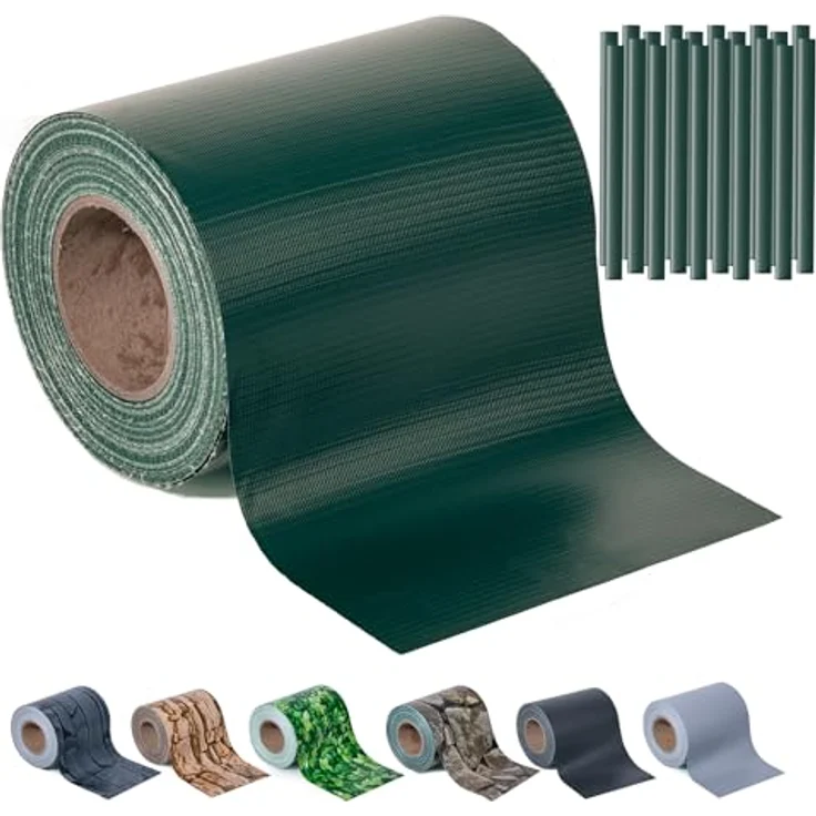 Intergo PVC Sichtschutzstreifen 70m Rolle Grün, UV-beständig & reflexionsarm inkl. Befestigungsclips Gartensichtschutz – Bild 2