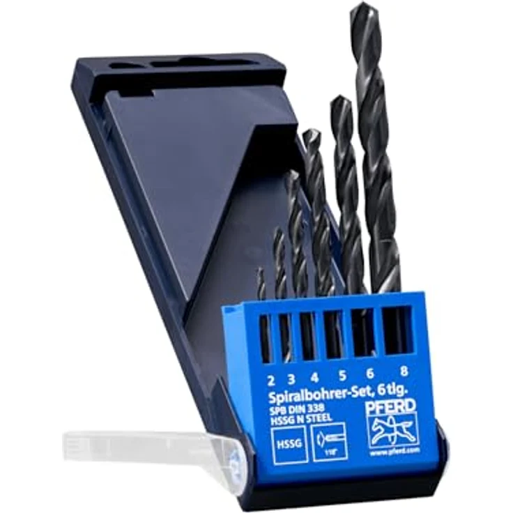 PFERD TOOLS Spiralbohrer-Set STEEL, 6-tlg. | Ø 2-8 mm, HSS-G N, DIN 338, 118°, präzises Bohren für Stahl und NE-Metalle – Bild 1