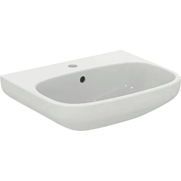 Ideal Standard T542001 Ideal Standard i.life A, Waschtisch 55cm, 1 Hahnloch mittig durchgestochen, mit Überlauf, Weiß