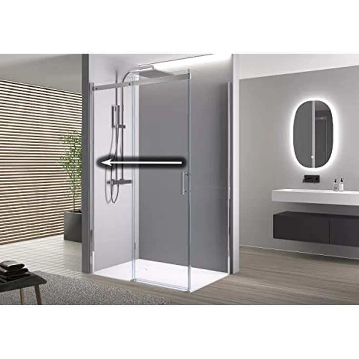 NEXTREND Eckdusche DX806A FLEX, Schiebetür aus Nano ESG-Sicherheitsglas, flexible Montage, Breite 120 cm, Seitenwand 80 cm, Chromprofil – Bild 3