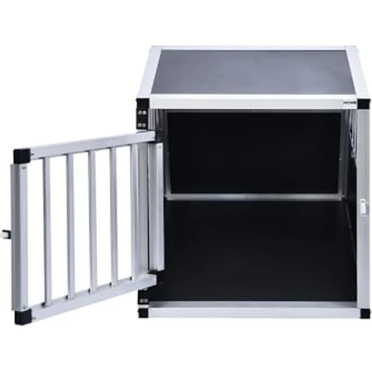 Home Deluxe - Hundetransportbox Skito - Größe: M, Aluminium, Farbe: Silber/Schwarz, inkl. Verschlusssystem - Hundebox Autobox – Bild 4