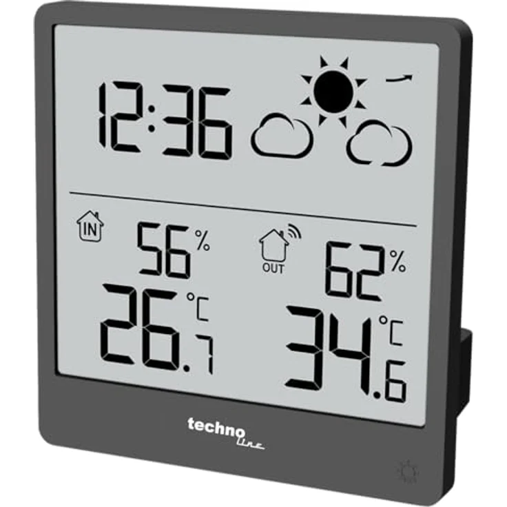 Technoline Wetterstation WS 9138, Temperatur- und Luftfeuchtigkeitsmesser mit Komfortanzeige, Schwarz – Bild 1