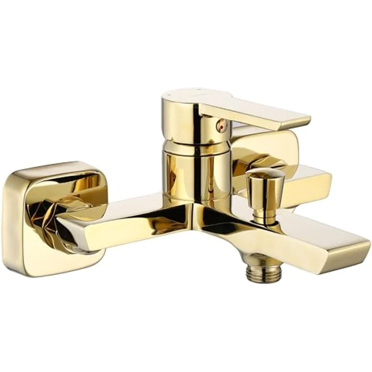 wohnwerk.idee Badewannenarmatur Argus Gold Matt Schwarz, elegante Wannenarmatur mit ergonomischem Hebel und Handbrause – Bild 3