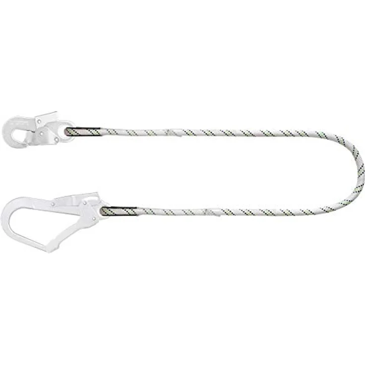 Kratos Safety Rückhalteverbindungsmittel, 1,5 m Kernmantelseil mit Stahlkarabiner und Gerüsthaken, EN354, PSA, Polyamid – Bild 1