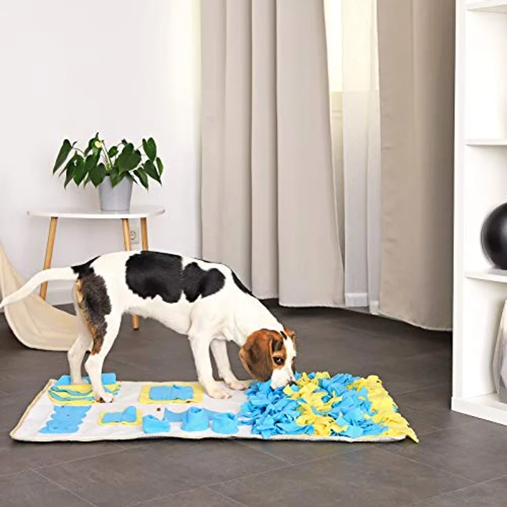 dibea Schnüffelteppich für Hunde Suchteppich Trainingsmatte, (L) 100x60 cm gelb-blau – Bild 2