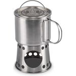 Petromax Kochbecher cp750, 2 in 1 Kochstelle und Becher aus gebürstetem Edelstahl, 750 ml, mit klappbaren Griffen und Transporttasche