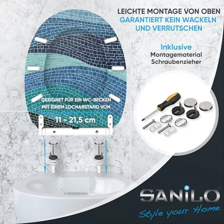 Sanilo WC Sitz Top Fix Marin, mit Absenkautomatik, bruchfestem Holz und antibakterieller Beschichtung – Bild 6
