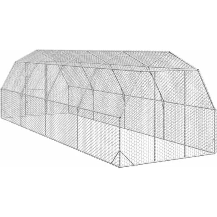 vidaXL Hühnerstall 2,5x8x2,25 m Verzinkter Stahl, Robuste Konstruktion, Maschendesign, Bequemer Zugang, Vielseitig einsetzbar – Bild 5