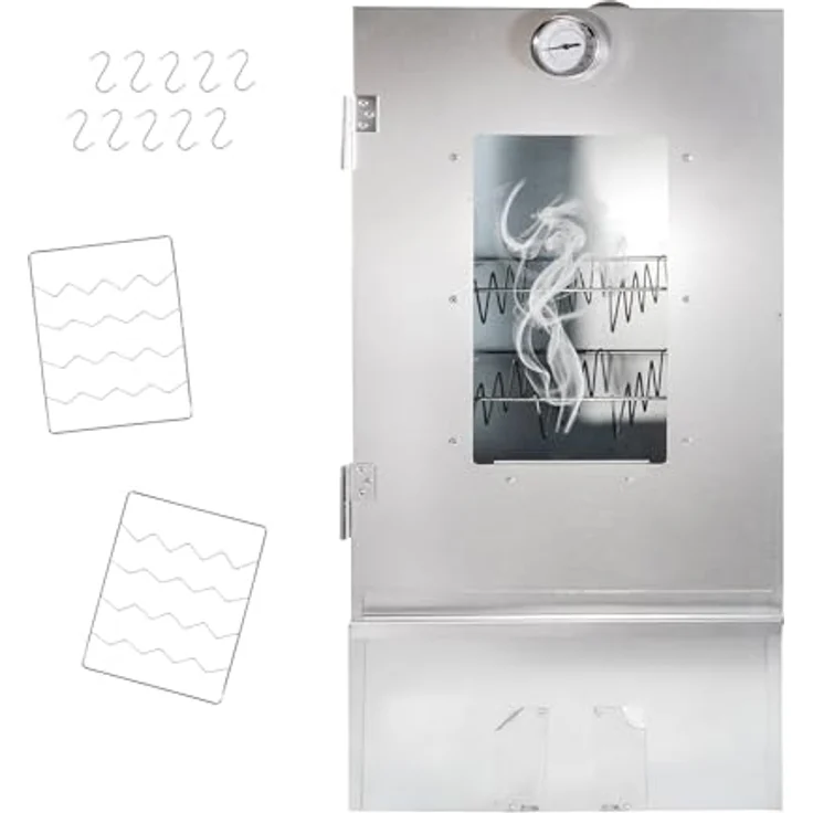 LEMODO Räucherofen 80x39,5x27,5 cm, Kalträucherofen aus legiertem Stahl mit umfangreichem Zubehör, Tischräucherofen mit Thermometer und großer Räucherkammer – Bild 1