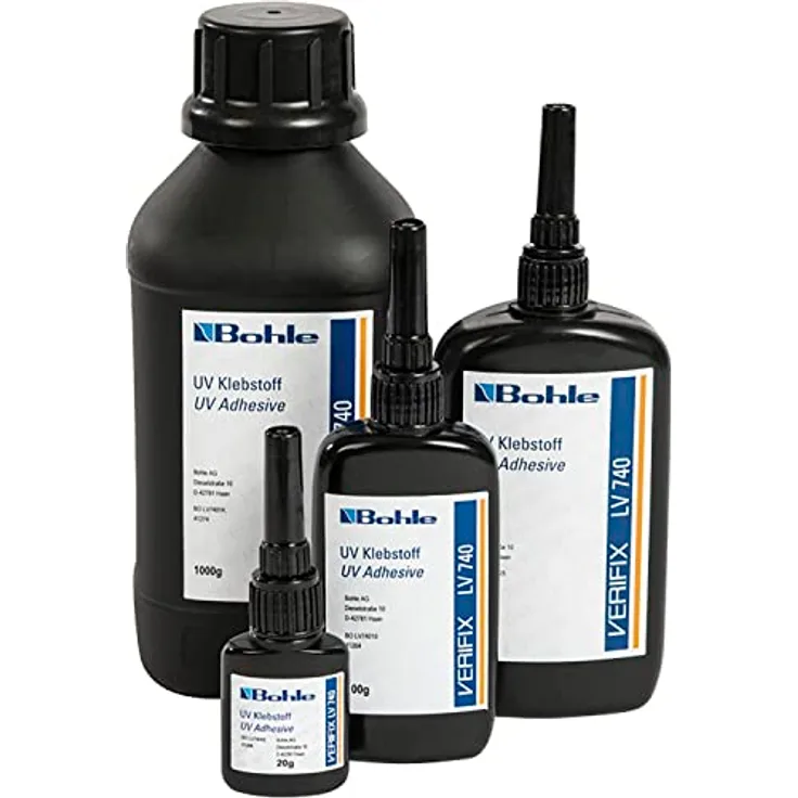 BOHLE Verifix UV Klebstoff MV 760 100g, hochfester Klebstoff für Glas- / Metall-Verklebungen, feuchtigkeitsbeständig, UVA Bestrahlung 315-400 nm