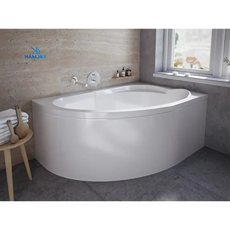 KOLMAN Eckbadewanne STANDARD 135x85, schneeweiß, mit GRATIS Ablaufgarnitur & Füßen, antibakteriell, kratzfest – Bild 2