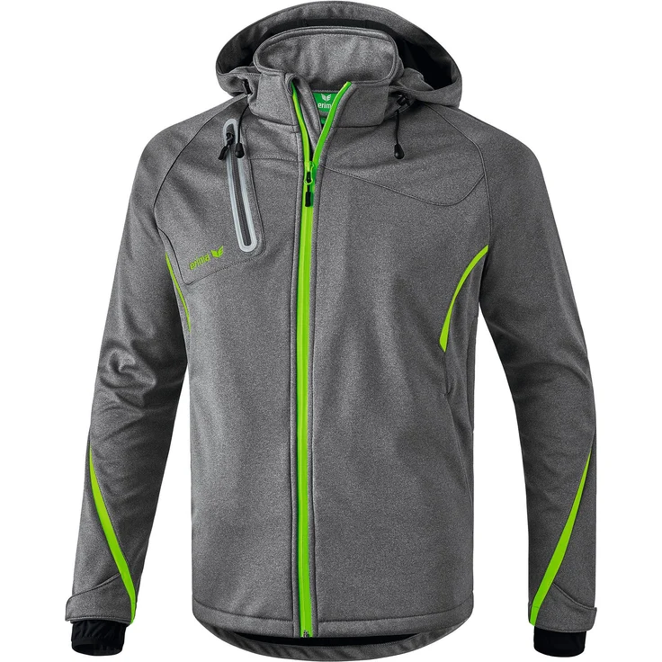 Erima Softshelljacke Kinder Softshelljacke Function, wasser- und windabweisend, atmungsaktiv, abnehmbare Kapuze, Handstulpen, Schwarz – Bild 1