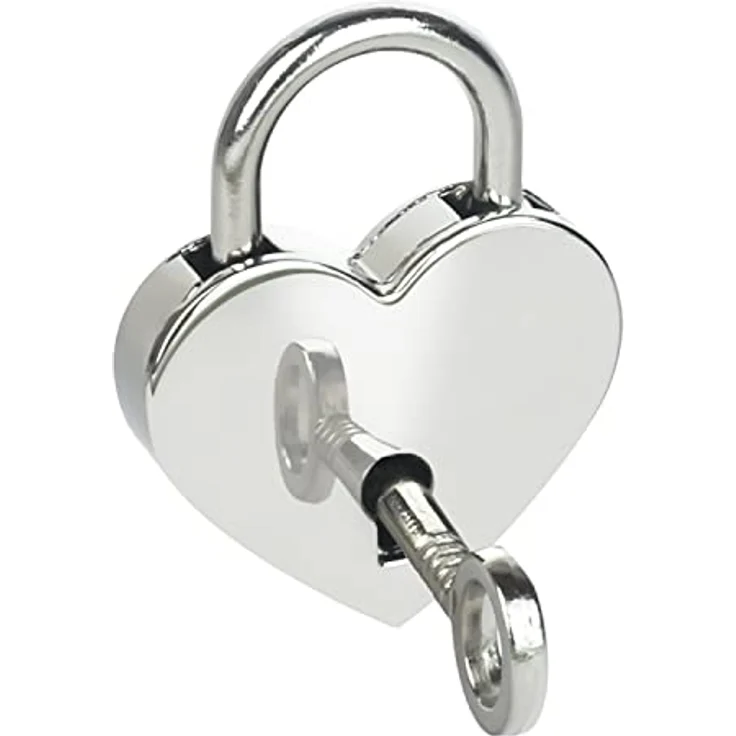 HMF Mini Deko Vorhängeschloss mit Schlüssel in Herzform | 3,9 x 3 x 0,7 cm | Silber – Bild 3