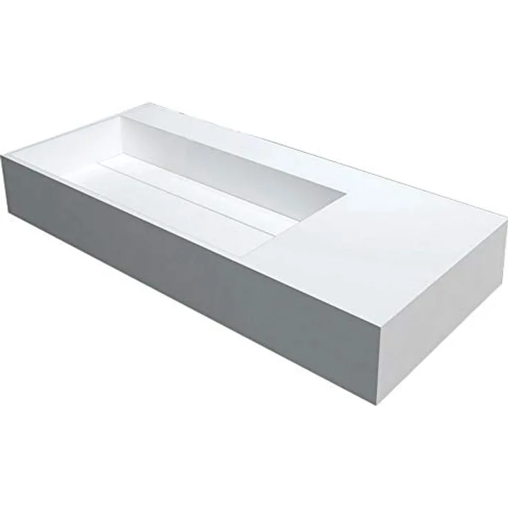 Bernstein Badshop Wandwaschbecken aus Mineralguss PB2015 weiß - rechteckiges Waschbecken - inkl. Pop-Up - Preisvergleich