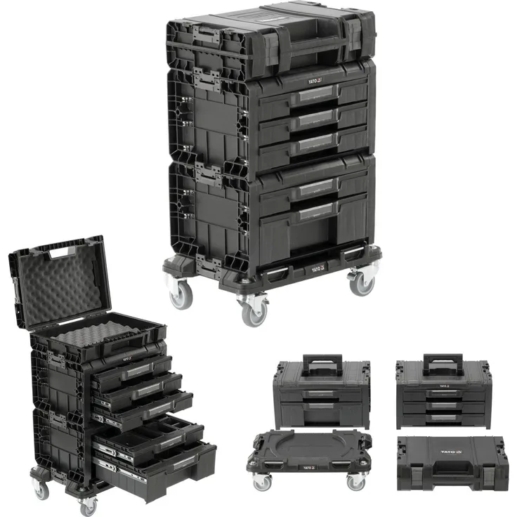 TRIZERATOP Werkzeugkoffer Systemkoffer, 4-teilig, 50x32x74 cm, robuste Konstruktion mit Metall-Lenkrollen