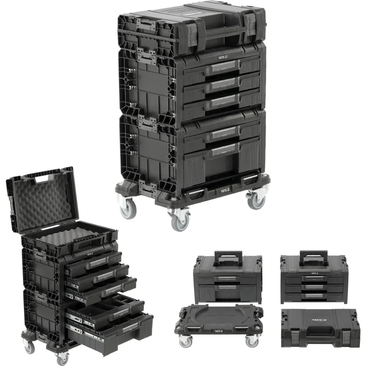 TRIZERATOP Werkzeugkoffer Systemkoffer, 4-teilig, 50x32x74 cm, robuste Konstruktion mit Metall-Lenkrollen