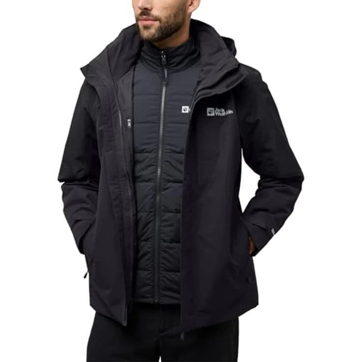 "Jack Wolfskin 3-in-1-Funktionsjacke ROMBERG 3IN1 JKT M, wasserdicht, winddicht, atmungsaktiv, TEXAPORE CORE, PRIMALOFT BLACK RISE, nachhaltig, blau" – Bild 4