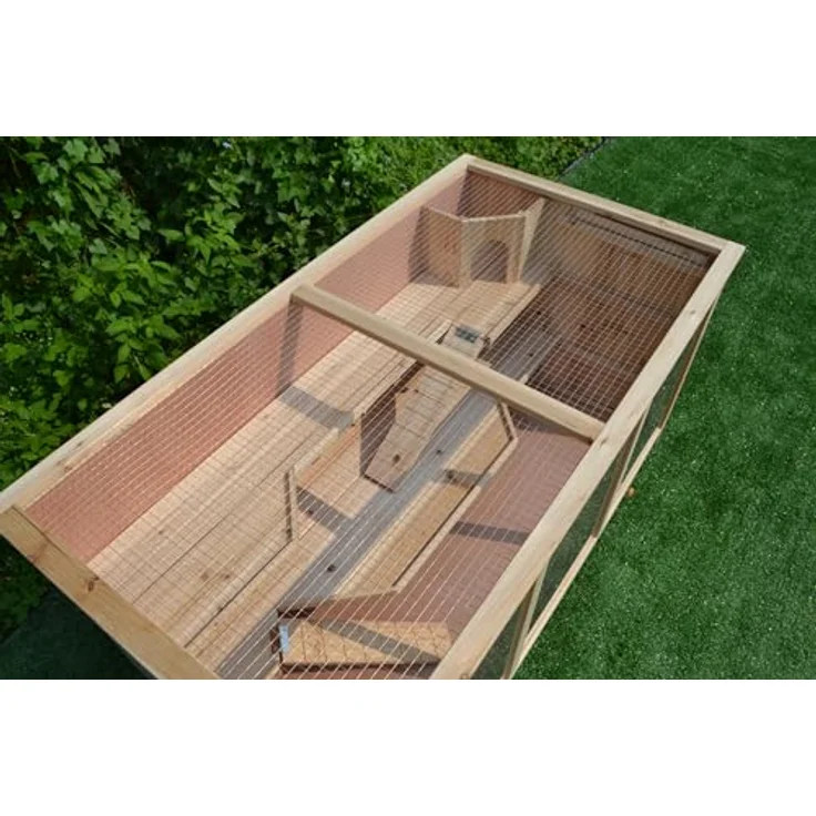 Mucola Kleintierkäfig 117x63x58 cm, 3-stöckig Holz Hamsterkäfig mit aufklappbarem Deckel, Rampen und Plexiglas, ideal für Mäuse und Kaninchen – Bild 5