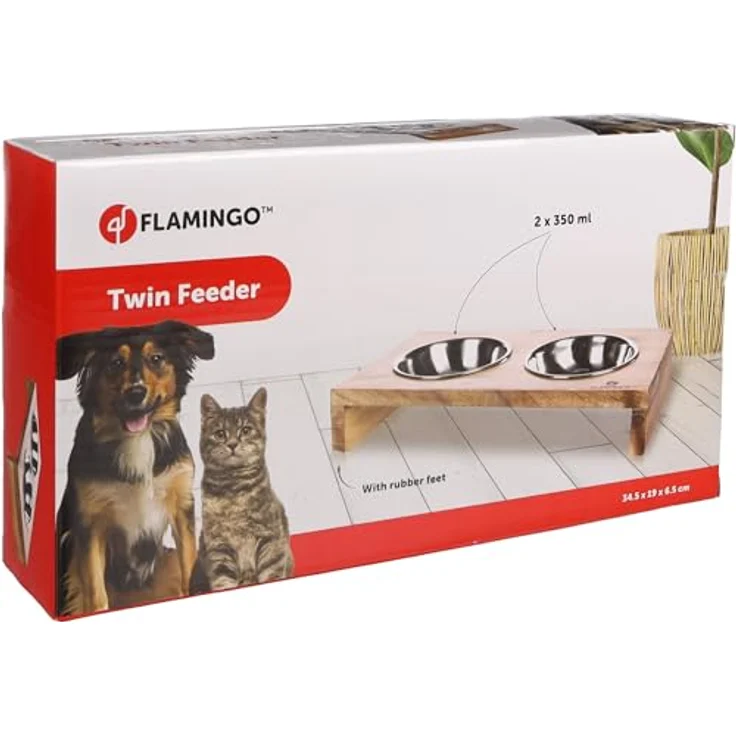 Flamingo Kato Double bowl - wood, Futternapf – Bild 2
