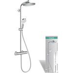 hansgrohe Duschsystem Crometta S 240, Duschset mit Thermostat, Duschkopf, Duschschlauch, Brausestange, Regendusche mit 1 Strahlart, Chrom